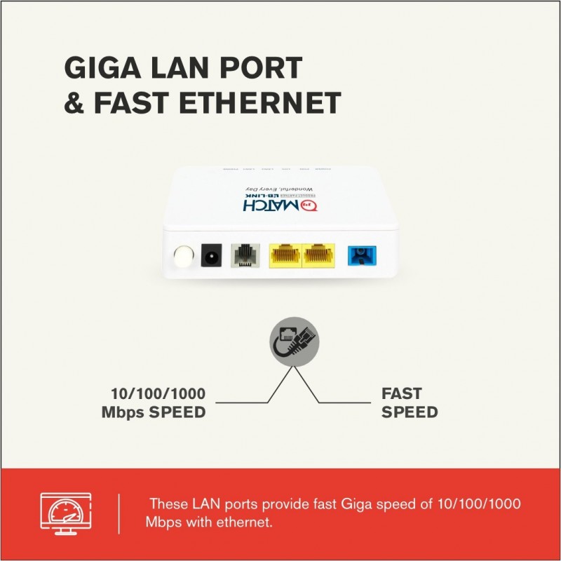 Match LB-Link BL-MX102L1V XPON ONU with Voice Router 0 GHz 1000 Mbps Wifi Speed NA Ethernet (Cable Broadband) (White) Match LB-Link BL-MX102L1V XPON ONU with Voice Router 0 GHz 1000 Mbps Wifi Speed NA Ethernet (Cable Broadband) (White)