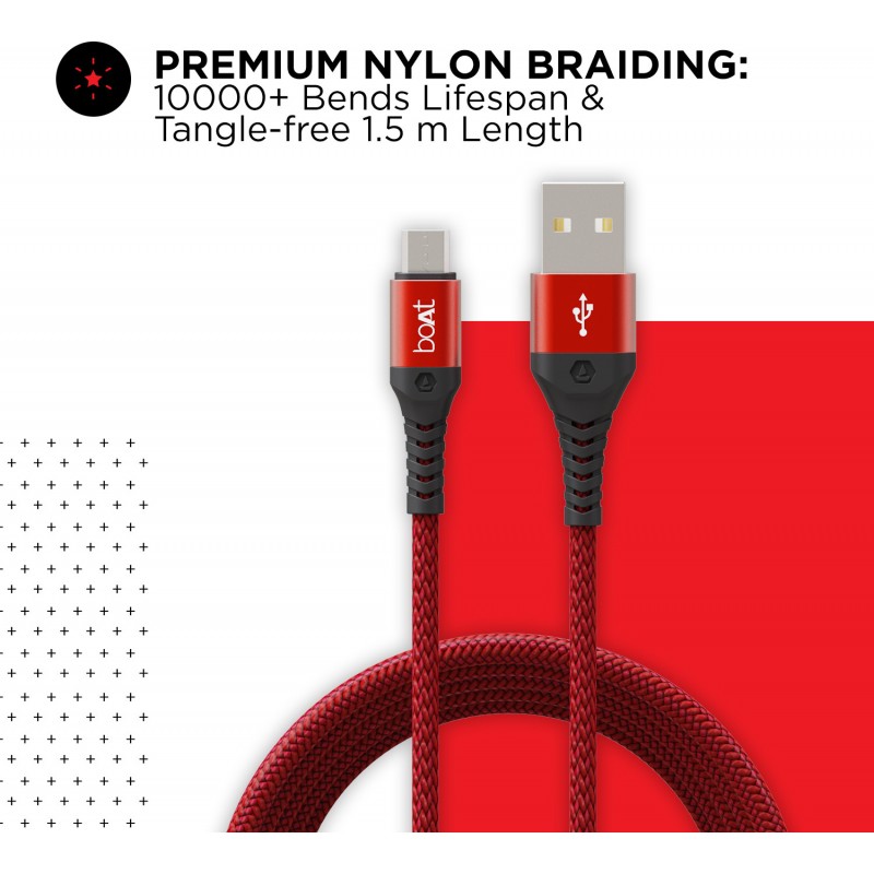 boAt Micro USB Cable 2 A 1.5 m Micro USB 550 (Compatible with Laptop, Mobile, Tablet, Martian Red) boAt Micro USB Cable 2 A 1.5 m Micro USB 550 (Compatible with Laptop, Mobile, Tablet, Martian Red)