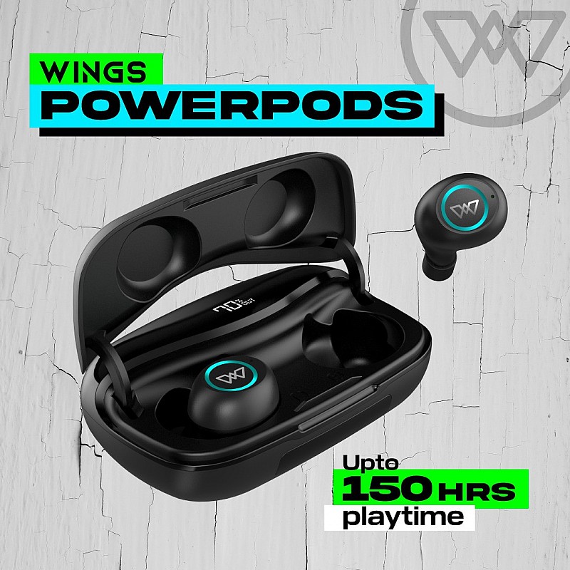 Wings PowerPods True Wireless in-Ear Earbuds Black