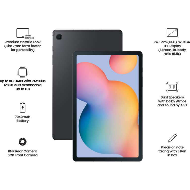 SAMSUNG Galaxy Tab S6 Lite With Stylus 4 GB RAM 128 GB ROM 10.4 inch with 4G Tablet (Oxford gray)