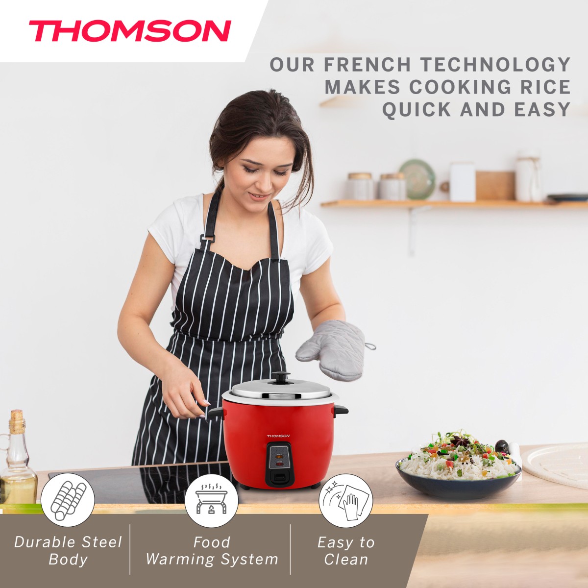 Thomson Primo Electric Rice Cooker (1.5 L, Multicolor)