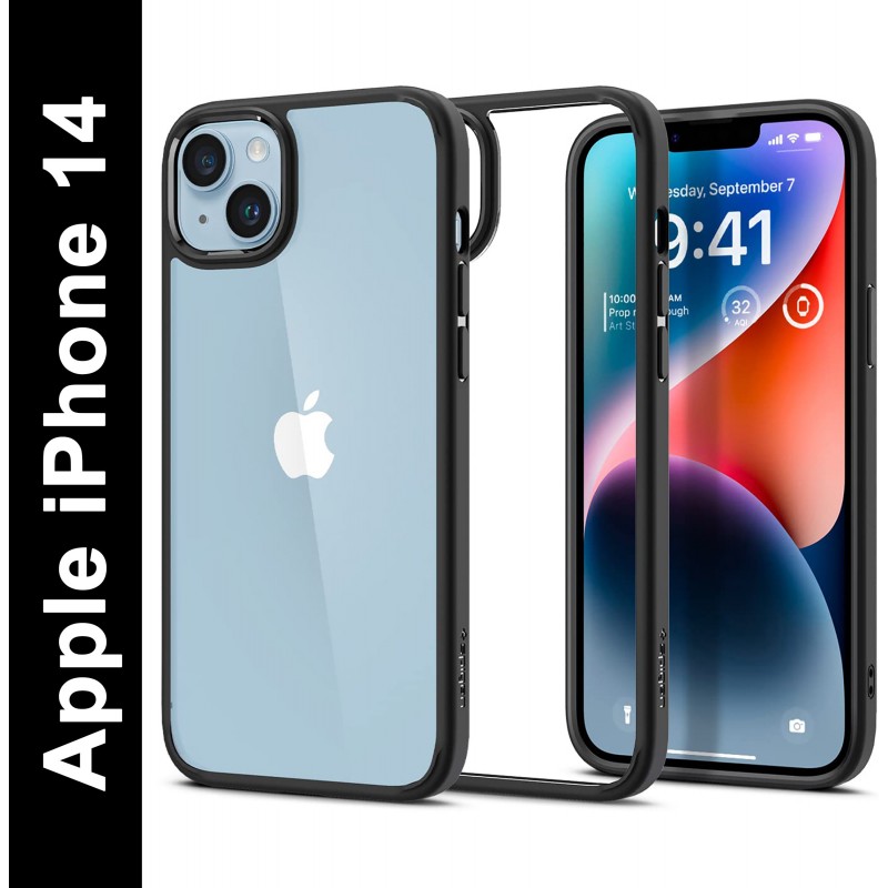 Spigen Ultra Hybrid Back Cover for Apple iPhone 14  (Black, Shock Proof, Pack of: 1)