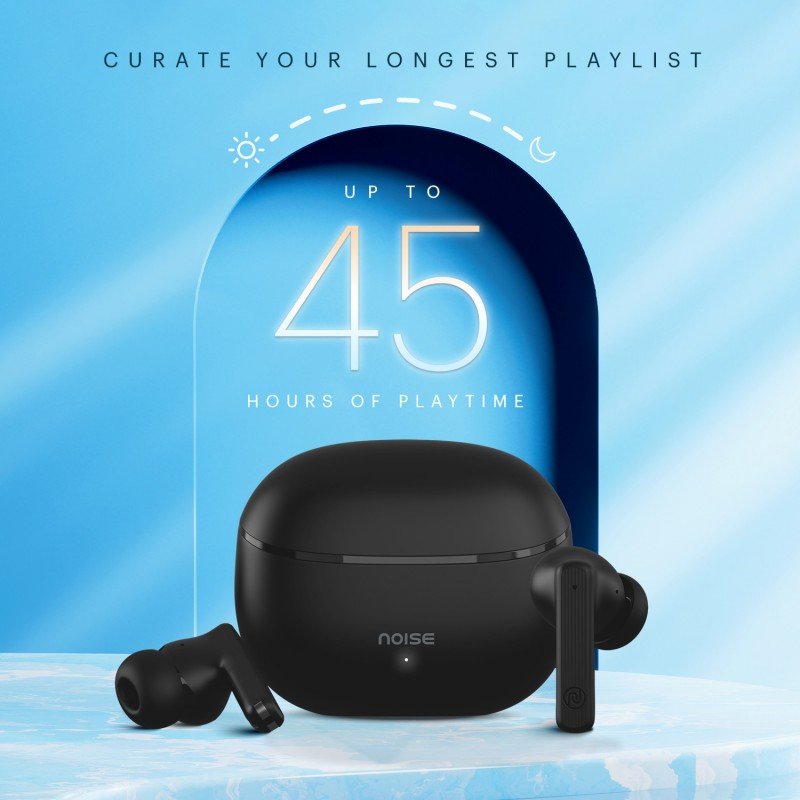 Noise Air Buds 3 with 45 Hours Playtime, Environmental Noise Cancellation, Quad Mic Bluetooth (Jet Black, True Wireless) Noise Air Buds 3 with 45 Hours Playtime, Environmental Noise Cancellation, Quad Mic Bluetooth (Jet Black, True Wireless)