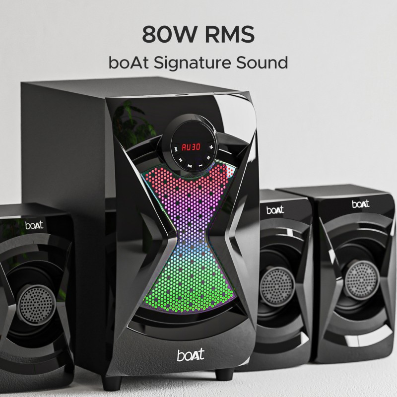 boAt 1500 Pro with Dynamic RGB LEDs, EQ Modes & Master Remote Control 80 W Bluetooth Home Theatre (Space Black, 4.1 Channel) boAt 1500 Pro with Dynamic RGB LEDs, EQ Modes & Master Remote Control 80 W Bluetooth Home Theatre (Space Black, 4.1 Channel)