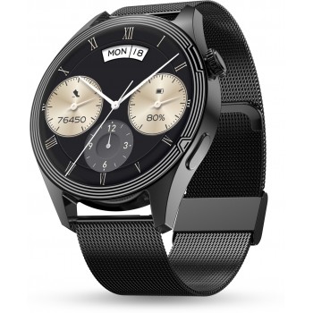 Pebble Carbon 1.39"HD Display,Black Series,Health Suite,BT Calling,AI Voice Assistant Smartwatch  (Black Metal Mesh Strap, Free Size)