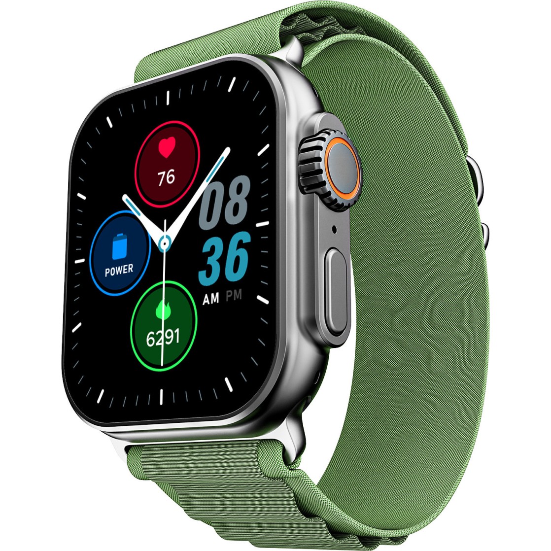 boAt Wave Genesis Pro w/ 1.96'' AMOLED Display,BT Calling,Functional Crown,boAt Coins Smartwatch (Olive Green Strap, Free Size)