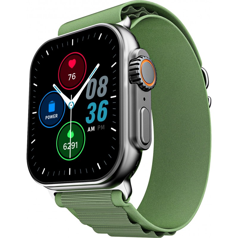 boAt Wave Genesis Pro w/ 1.96'' AMOLED Display,BT Calling,Functional Crown,boAt Coins Smartwatch (Olive Green Strap, Free Size) boAt Wave Genesis Pro w/ 1.96'' AMOLED Display,BT Calling,Functional Crown,boAt Coins Smartwatch (Olive Green Strap, Free Size)