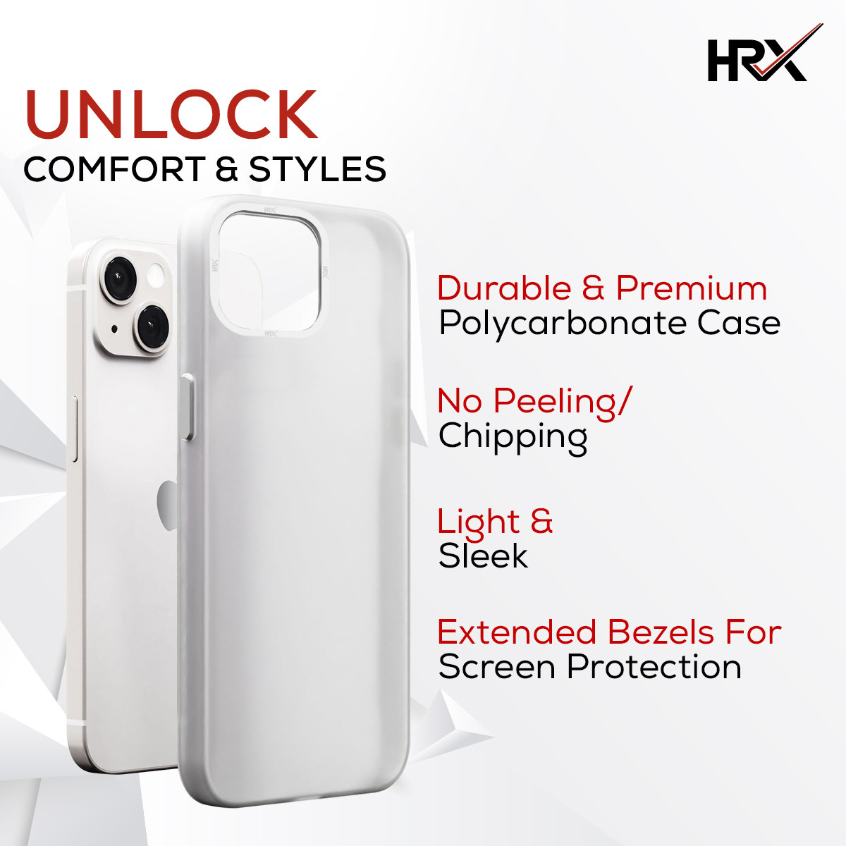 HRX Frosted Back Cover for Apple iPhone 13 (White, Matte Finish)
