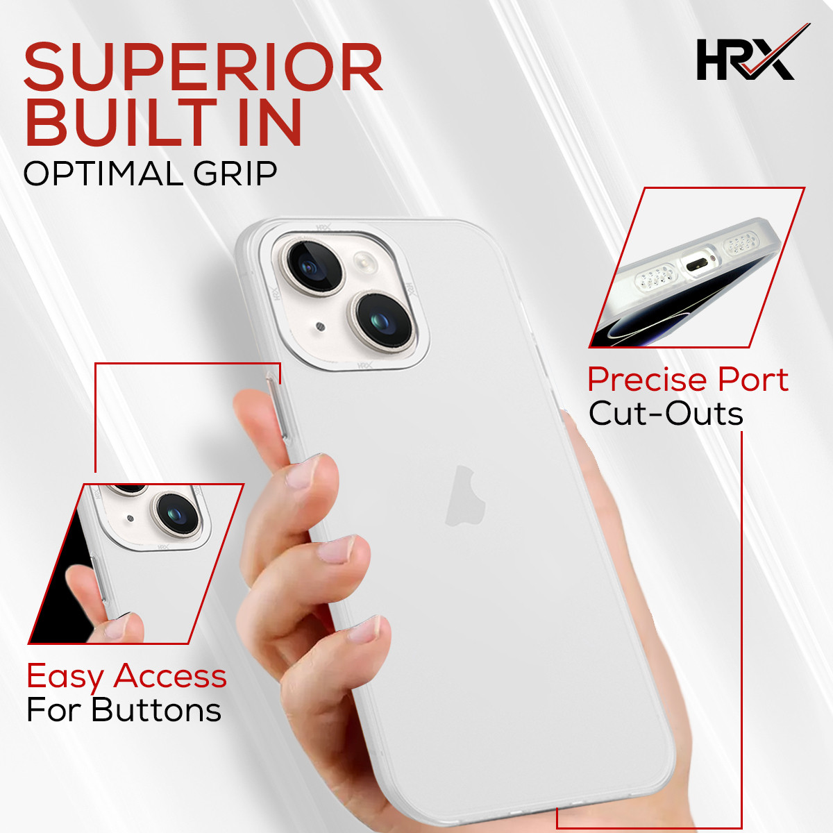 HRX Frosted Back Cover for Apple iPhone 13 (White, Matte Finish)