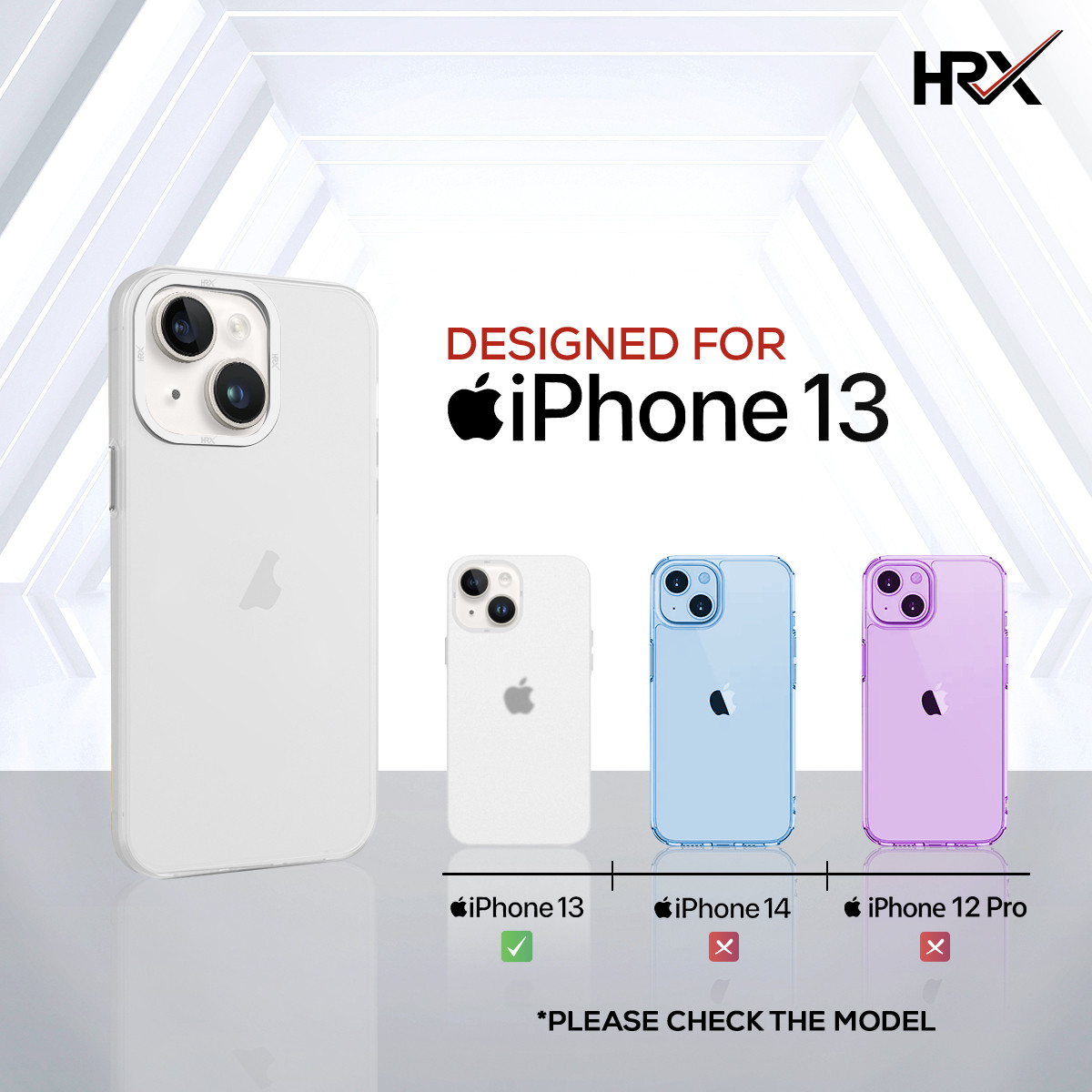 HRX Frosted Back Cover for Apple iPhone 13 (White, Matte Finish)