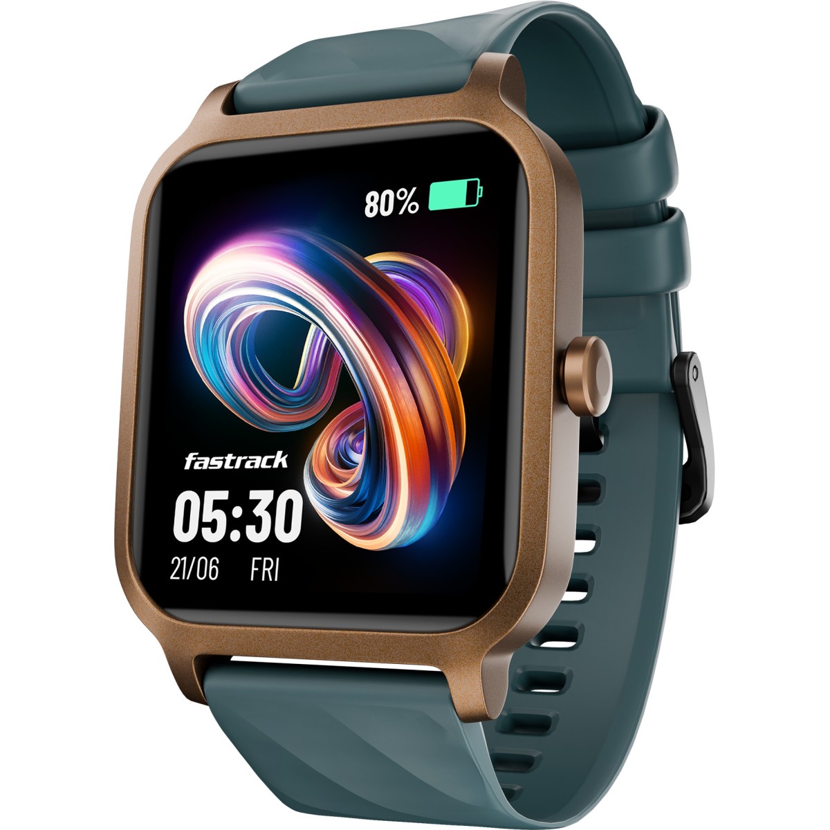 Fastrack Revoltt FS1|1.83 Display|BT Calling|Fastcharge|110+ Sports Mode|200+ WatchFaces Smartwatch (Teal Strap, Free Size)
