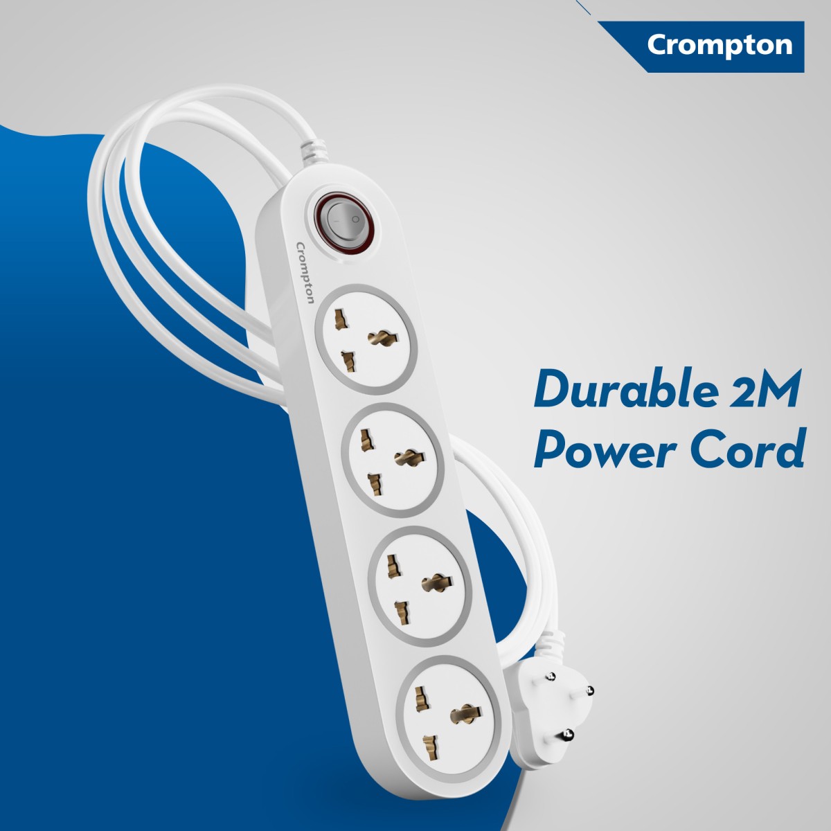 Crompton Powerbox Alpha WX 4 Socket Extension Boards (Grey, White, 2 m