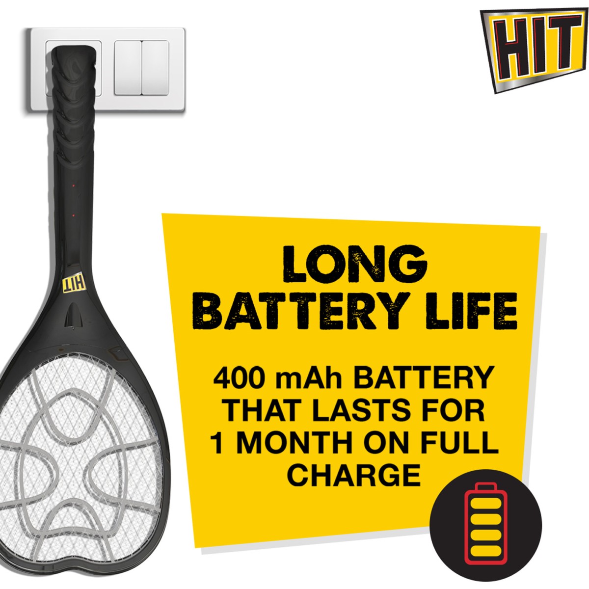 HIT Anti Mosquito Racquet | 6 months Warranty | Rechargeable Mosquito Killer Bat with LED Light | Charge Before Use