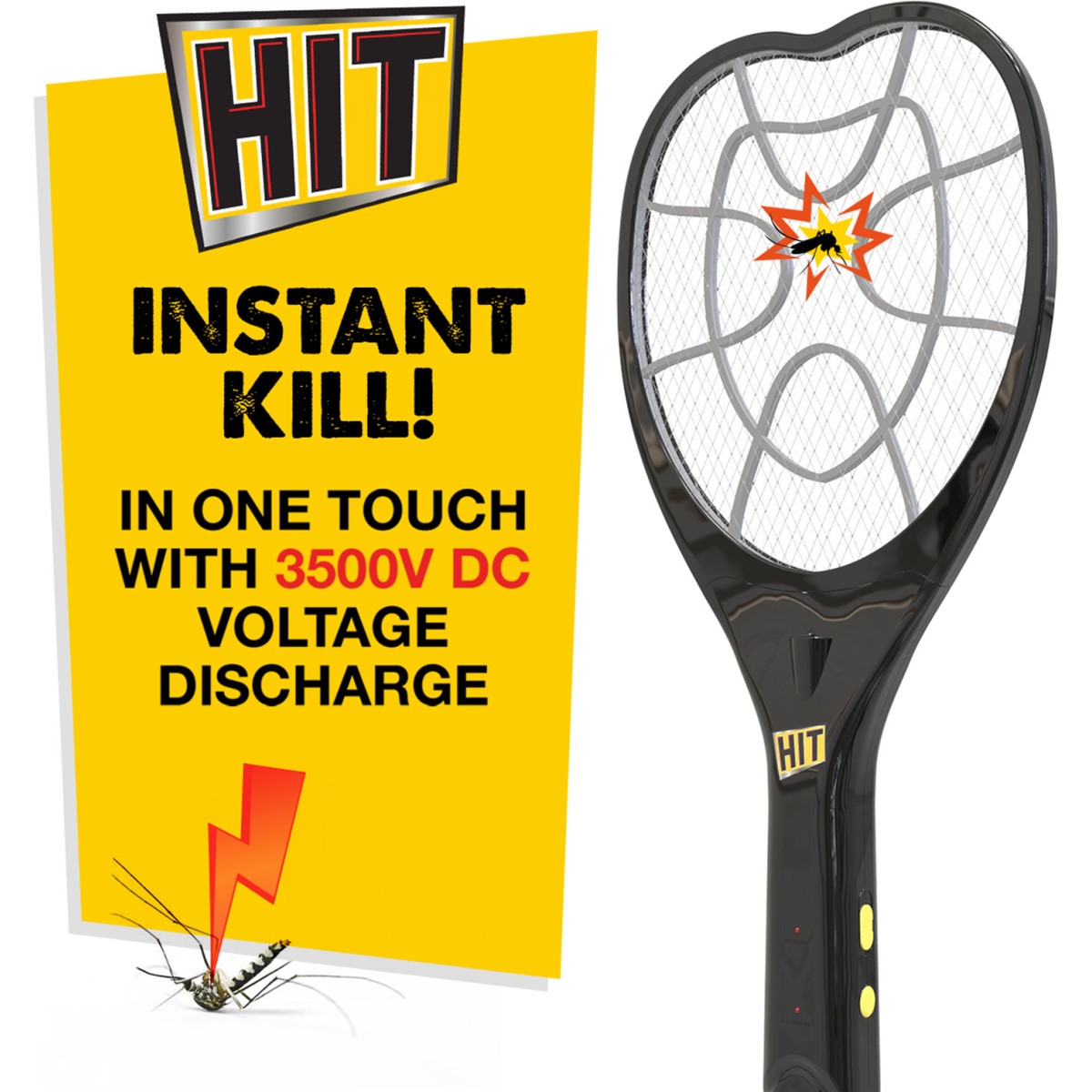 HIT Anti Mosquito Racquet | 6 months Warranty | Rechargeable Mosquito Killer Bat with LED Light | Charge Before Use
