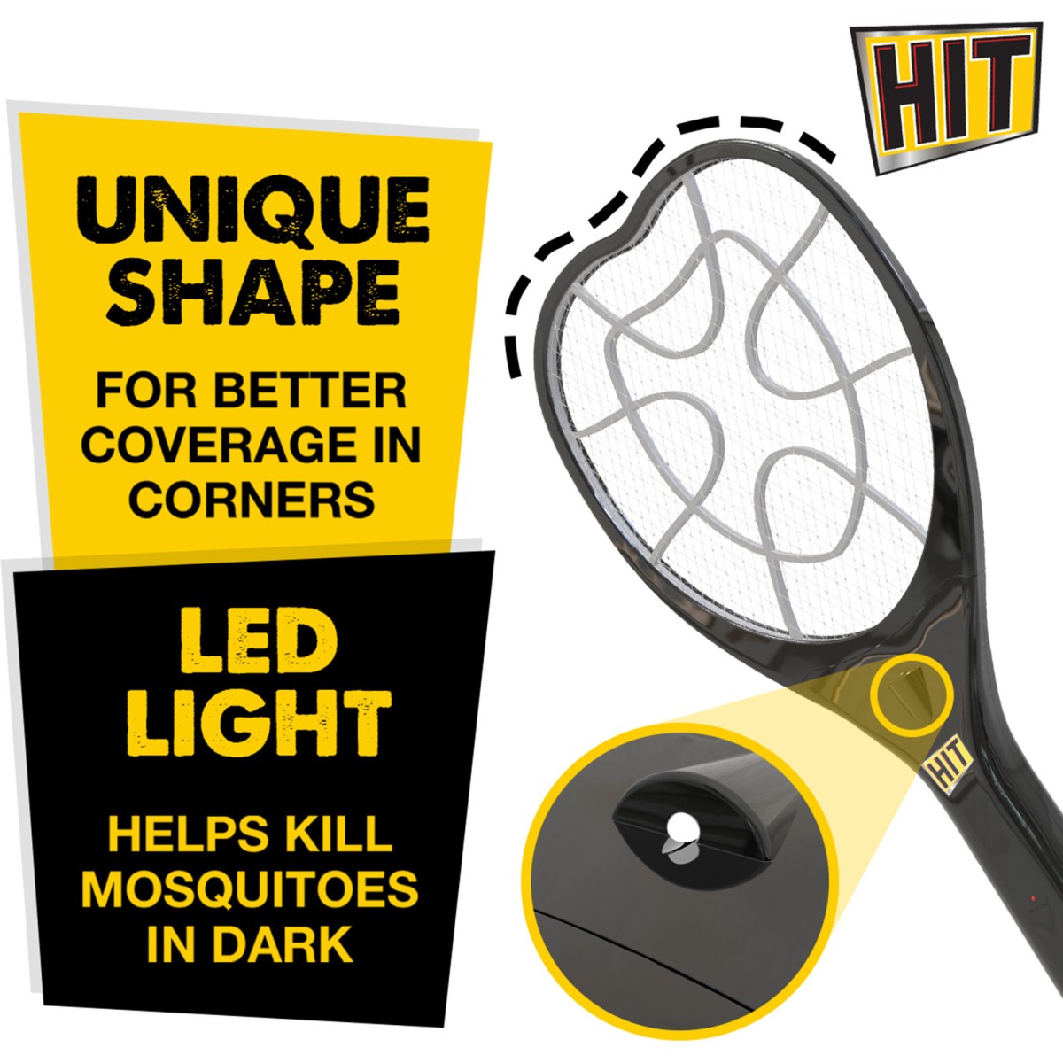 HIT Anti Mosquito Racquet | 6 months Warranty | Rechargeable Mosquito Killer Bat with LED Light | Charge Before Use