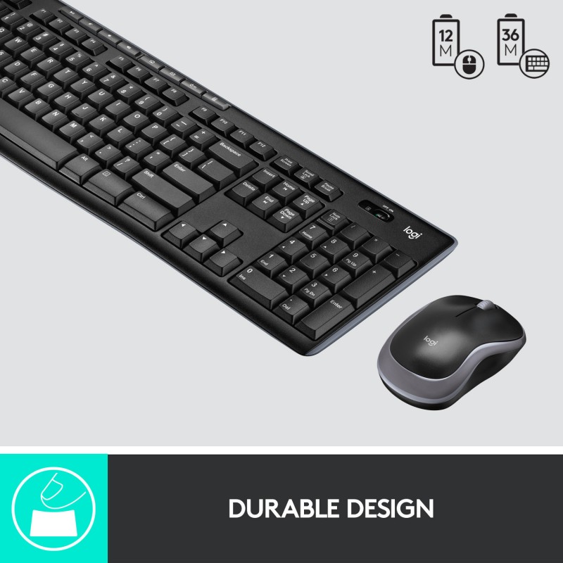 Logitech MK275 Wireless Keyboard and Mouse Combo for Windows, 2.4 GHz Wireless, Compact Wireless Mouse Logitech MK275 Wireless Keyboard and Mouse Combo for Windows, 2.4 GHz Wireless, Compact Wireless Mouse