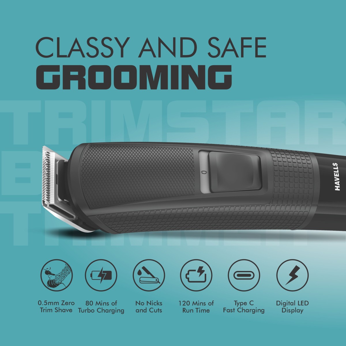 HAVELLS BT4441 Trimmer 120 min Runtime 9 Length Settings