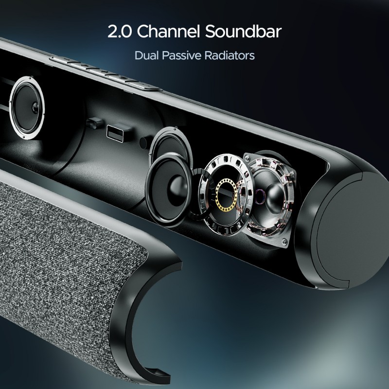 boAt Bar 590 with RMS, Dual Passive Radiatior & 7 Hours Playback 25 W Bluetooth Soundbar boAt Bar 590 with RMS, Dual Passive Radiatior & 7 Hours Playback 25 W Bluetooth Soundbar
