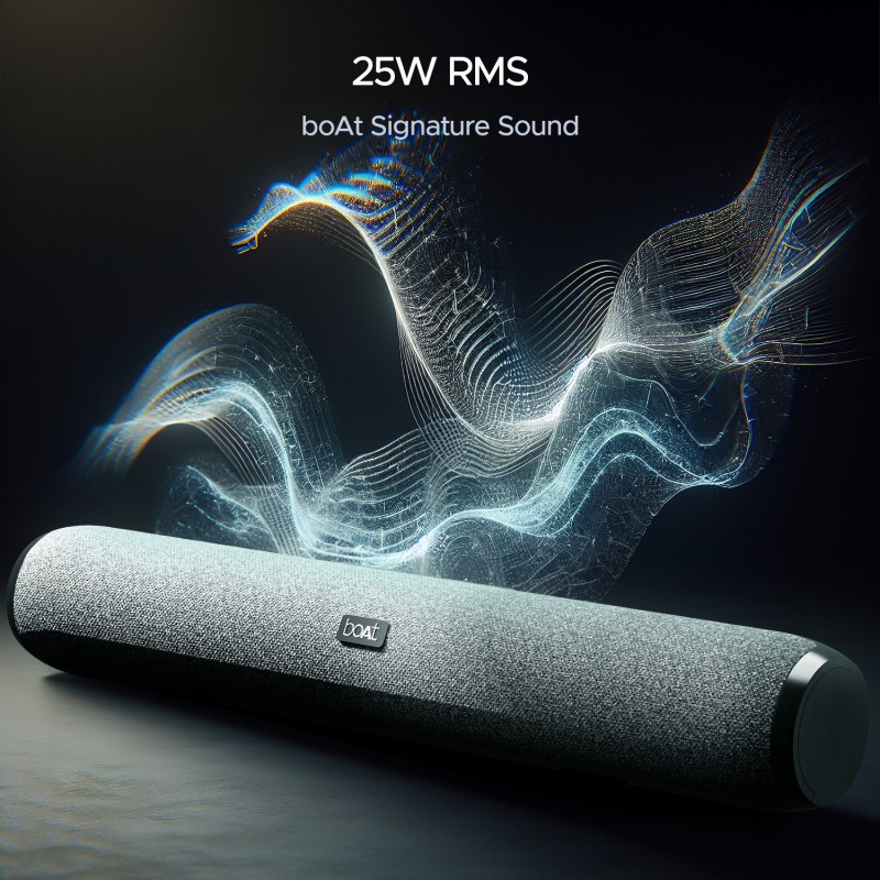 boAt Bar 590 with RMS, Dual Passive Radiatior & 7 Hours Playback 25 W Bluetooth Soundbar boAt Bar 590 with RMS, Dual Passive Radiatior & 7 Hours Playback 25 W Bluetooth Soundbar