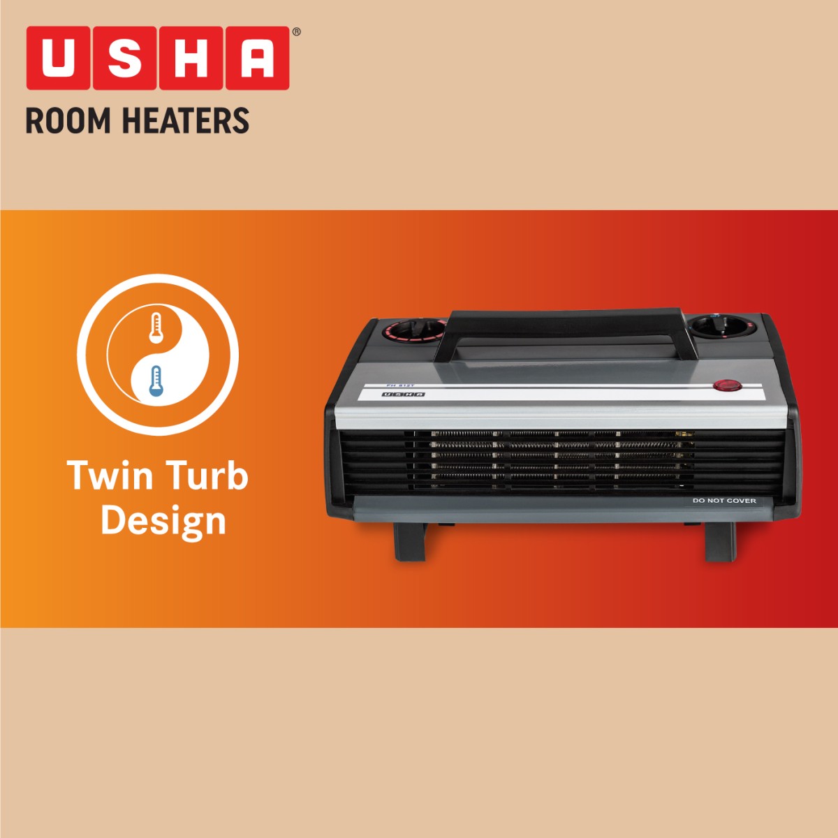 USHA Heat Convector 812 T 2000-Watt with Instant Heating Feature Room Heater (Black)