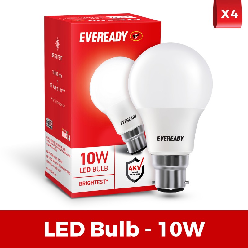 Eveready 10 W Round B22 LED Bulb (White, Pack of 4) Eveready 10 W Round B22 LED Bulb (White, Pack of 4)