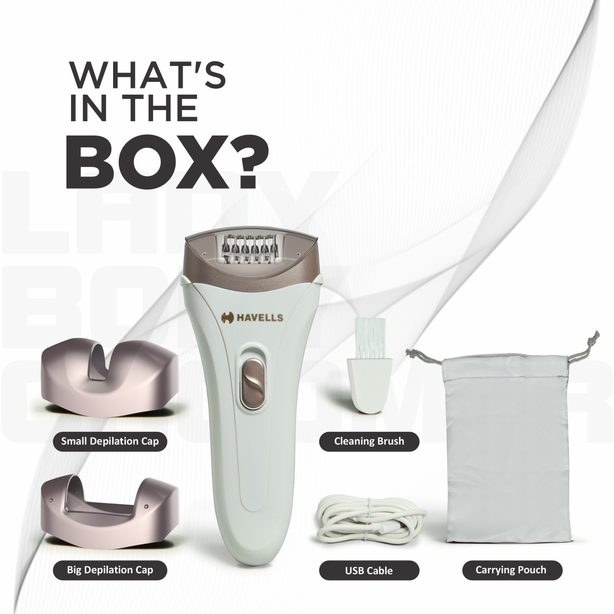 Havells FD5051 Epilator, Hair Removal for Women, Wet and Dry, Cordless, Rechargeable (White)