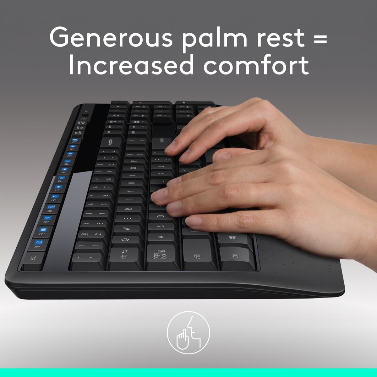 Logitech MK345 Wireless Combo Full-Sized Keyboard with Palm Rest and Comfortable Right-Handed Mouse