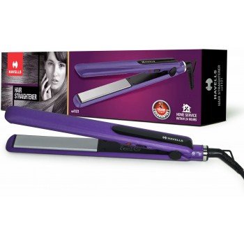 Havells HS4101 Ceramic Plates Fast Heat up Hair Straightener, Straightens & Curls, Suitable for all Hair Types (Purple)