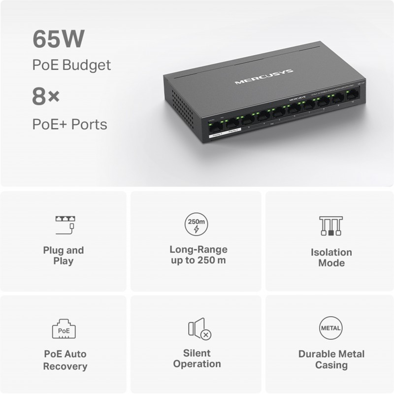 Mercusys MS110P 10 Ports 100 Mbps Network Switch (Black) Mercusys MS110P 10 Ports 100 Mbps Network Switch (Black)