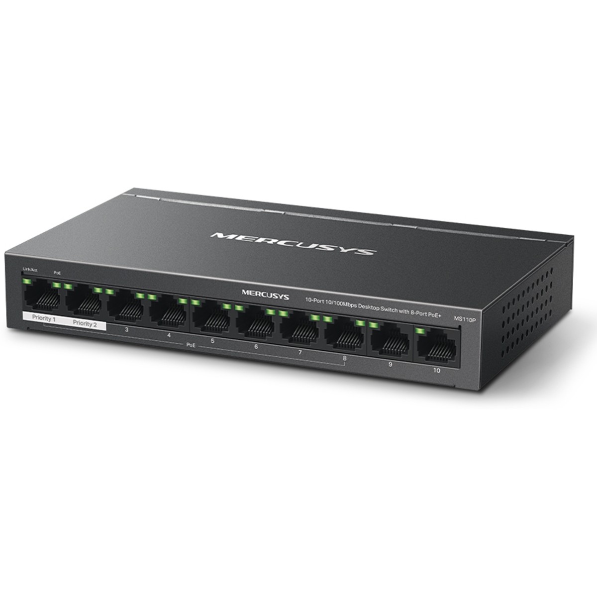 Mercusys MS110P 10 Ports 100 Mbps Network Switch (Black)