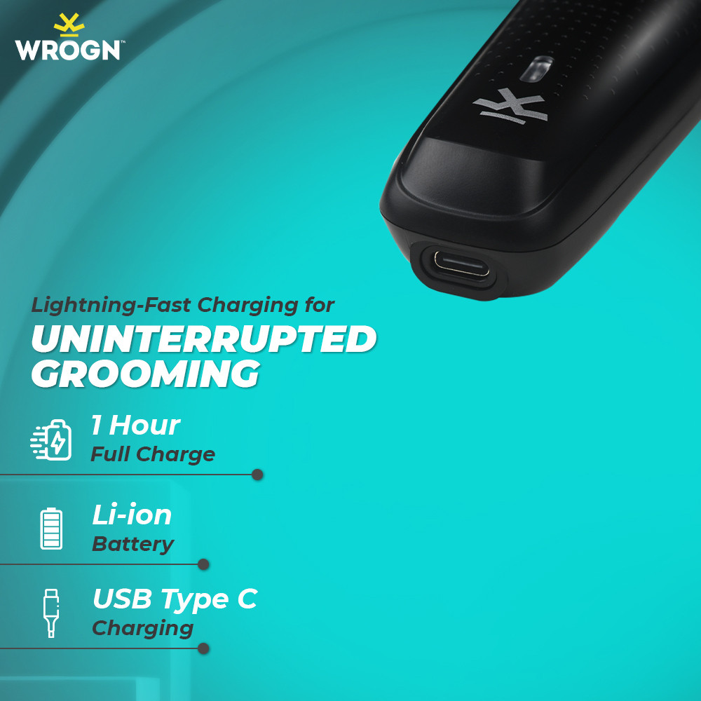 WROGN WT005F Trimmer 120 min Runtime 40 Length Settings (Black)