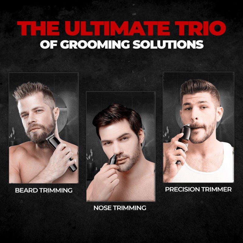 Beardo Ape-X 3-in-1 Multipurpose Trimmer for Men Grooming Kit Black Beardo Ape-X 3-in-1 Multipurpose Trimmer for Men Grooming Kit Black