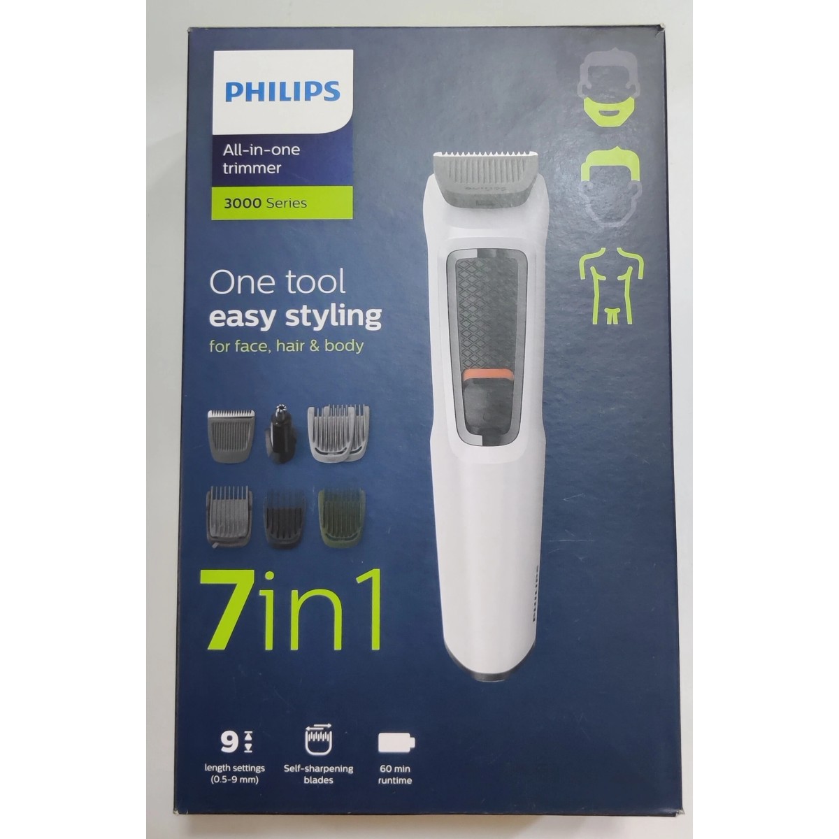 PHILIPS MG3721/65 MULTI GROOMER SET Grooming Kit 60 min Runtime 7 Length Settings (White)