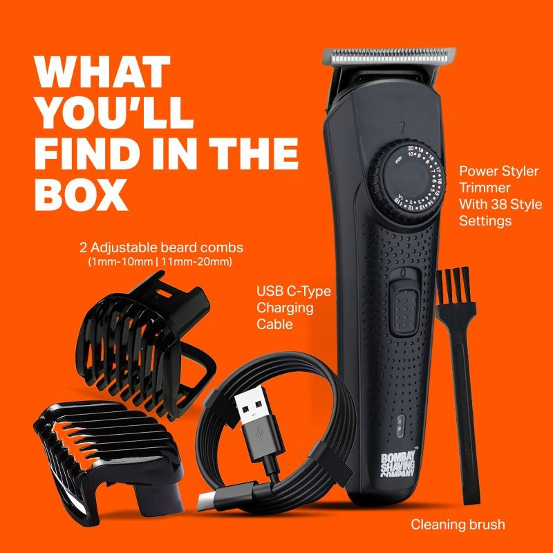 BOMBAY SHAVING COMPANY Flash Charging Men Beard Trimmer with Styling Pen Trimmer 120 min Runtime 38 Length Settings BOMBAY SHAVING COMPANY Flash Charging Men Beard Trimmer with Styling Pen Trimmer 120 min Runtime 38 Length Settings