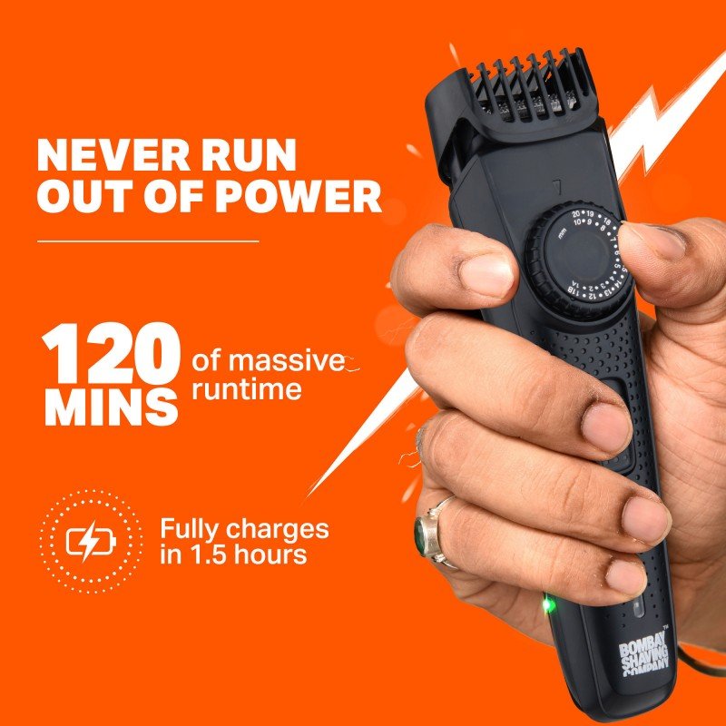 BOMBAY SHAVING COMPANY Flash Charging Men Beard Trimmer with Styling Pen Trimmer 120 min Runtime 38 Length Settings BOMBAY SHAVING COMPANY Flash Charging Men Beard Trimmer with Styling Pen Trimmer 120 min Runtime 38 Length Settings