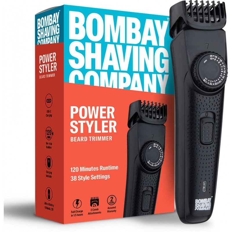 BOMBAY SHAVING COMPANY Flash Charging Men Beard Trimmer with Styling Pen Trimmer 120 min Runtime 38 Length Settings BOMBAY SHAVING COMPANY Flash Charging Men Beard Trimmer with Styling Pen Trimmer 120 min Runtime 38 Length Settings