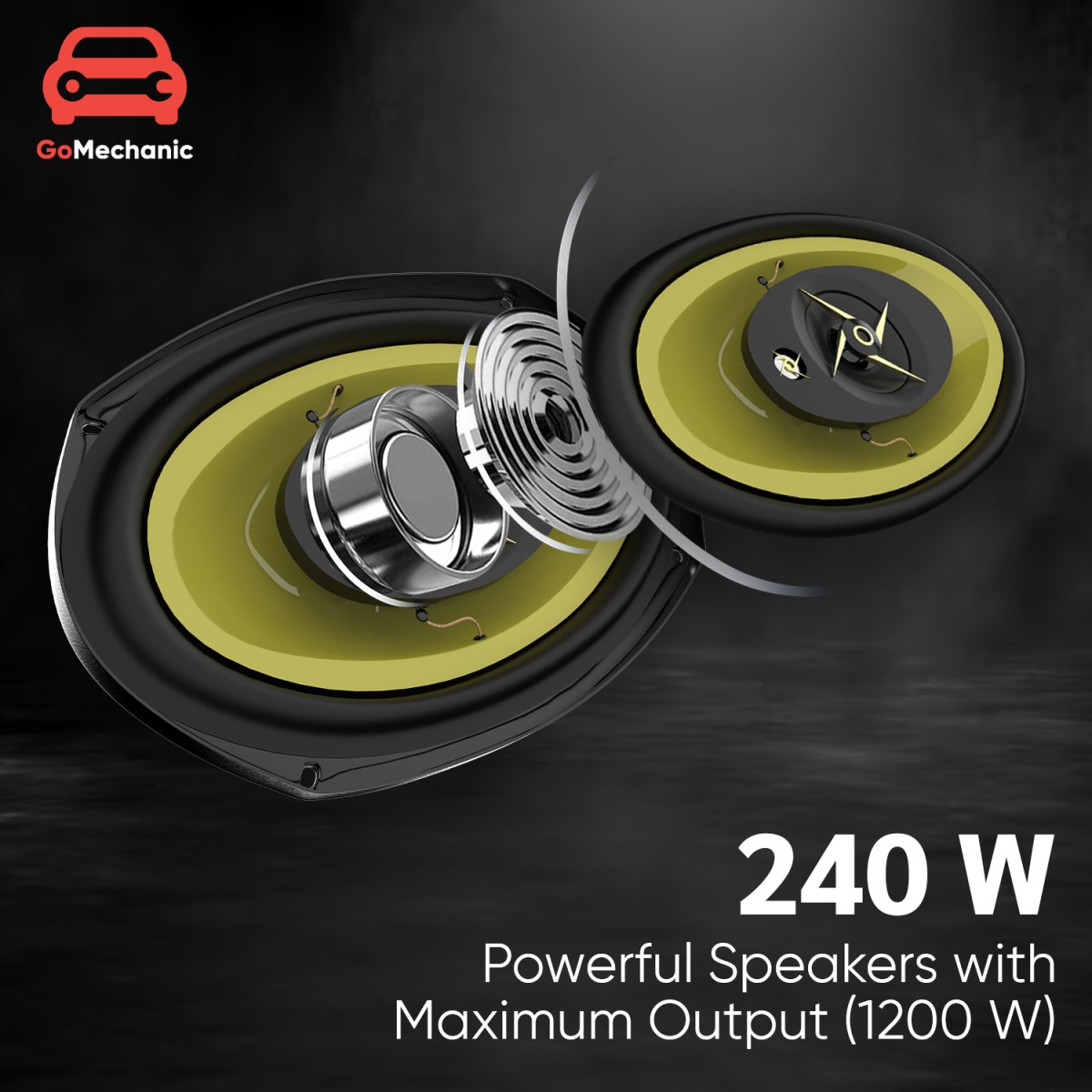 GoMechanic Premium Sonus S3 GOLD 6"X9" inch with In-built Tweeter Speaker Dust Proof Premium Extra Bass