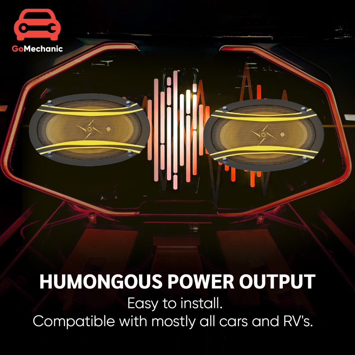 GoMechanic Premium Sonus S3 GOLD 6"X9" inch with In-built Tweeter Speaker Dust Proof Premium Extra Bass