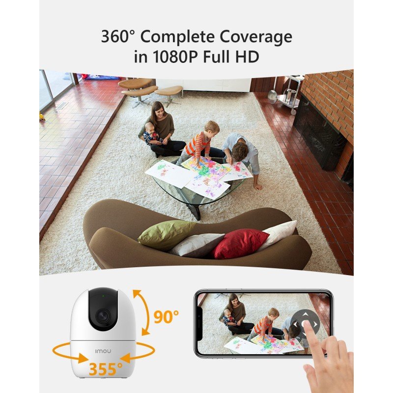 Imou Ranger 2-D, 360° Coverage, AI Human Detection, Privacy Mode, Human Detection,1080P, Built-in Siren,Wireless, Smart Tracking, Privacy Mode, Night Vision, Two-Way Talk, Cloud, White Imou Ranger 2-D, 360° Coverage, AI Human Detection, Privacy Mode, Human Detection,1080P, Built-in Siren,Wireless, Smart Tracking, Privacy Mode, Night Vision, Two-Way Talk, Cloud, White