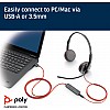 Poly by Plantronics - Blackwire 3225 USB-A Wired Headset - Dual-Ear (Stereo) Wired Over Ear Headphones with Mic - Connect to PC/Mac via USB-A or Mobile/Tablet via 3.5 mm Connector (209747-22)