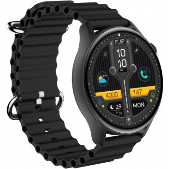 PLAYFIT FLAUNT2 with 1.43'' AMOLED, Rotary Crown, 2.5D All-View Display with BT Calling Smartwatch  (Black Strap, Free Size) (un box)