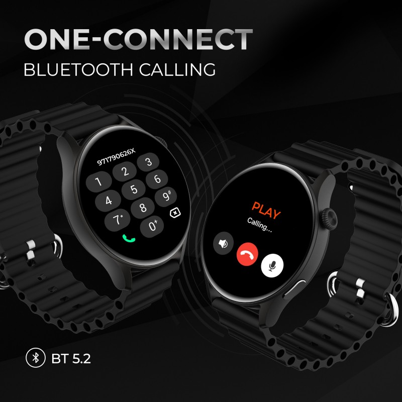 PLAYFIT FLAUNT2 with 1.43'' AMOLED, Rotary Crown, 2.5D All-View Display with BT Calling Smartwatch (Black Strap, Free Size) (un box) PLAYFIT FLAUNT2 with 1.43'' AMOLED, Rotary Crown, 2.5D All-View Display with BT Calling Smartwatch (Black Strap, Free Size) (un box)