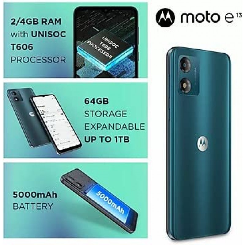 Motorola e13 (Cosmic Black, 4GB RAM 64GB Storage) Refurbished