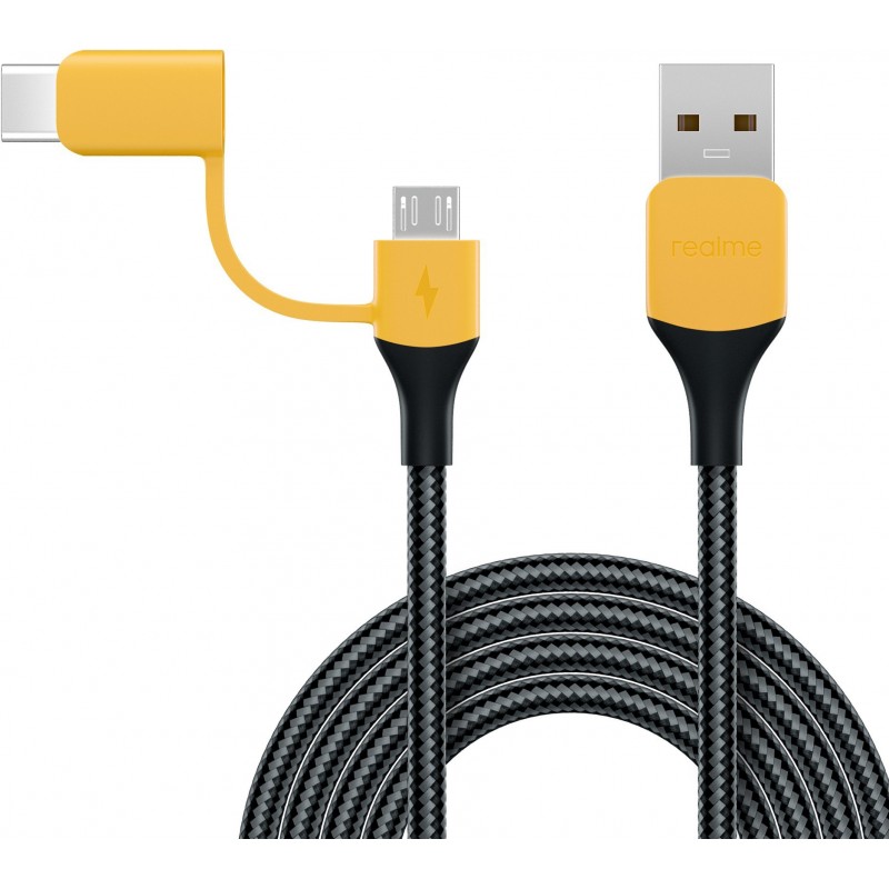 realme 2-in-1 Cable 2 A 1.5 m 4818187  (Compatible with Mobile, Tablet, Earphone, Black, One Cable)