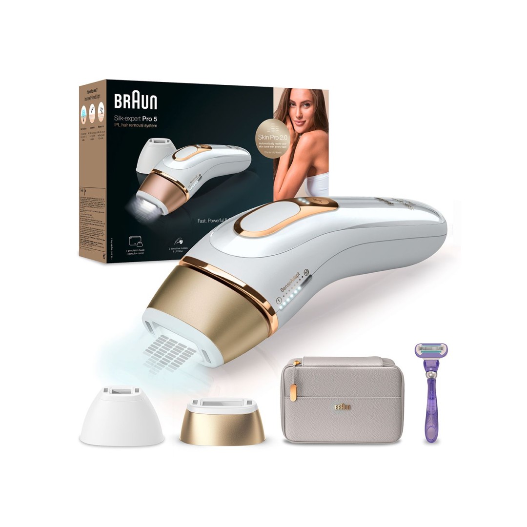 Braun IPL Long-lasting Hair Removal System for Women Silk Expert Pro 5 PL5147, Head-to-toe Usage, for Body and Face