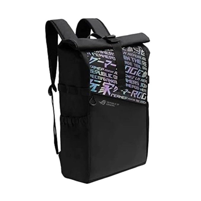 ASUS ROG BP4701 43.18 cm Gaming Backpack (Black), with Holographic Cybertext Printing, Roll Up Design, Suitable for up to 43.18 cm Laptop ASUS ROG BP4701 43.18 cm Gaming Backpack (Black), with Holographic Cybertext Printing, Roll Up Design, Suitable for up to 43.18 cm Laptop