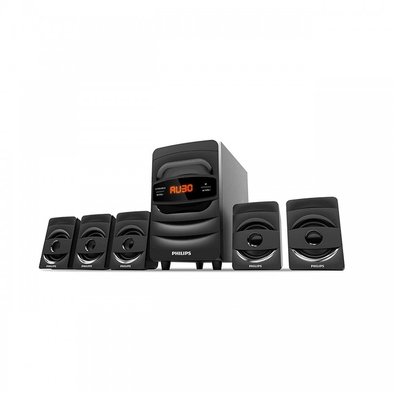 Philips Audio SPA5128B 5.1 CH 40W Bluetooth Multimedia Speakers (Black)- Philips Audio SPA5128B 5.1 CH 40W Bluetooth Multimedia Speakers (Black)-