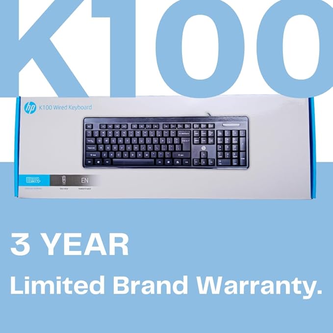 HP K100 Wired Keyboard, Quick, Comfy and Accurate, USB Plug & Play Setup,LED Indicators(7J4G1AA) HP K100 Wired Keyboard, Quick, Comfy and Accurate, USB Plug & Play Setup,LED Indicators(7J4G1AA)