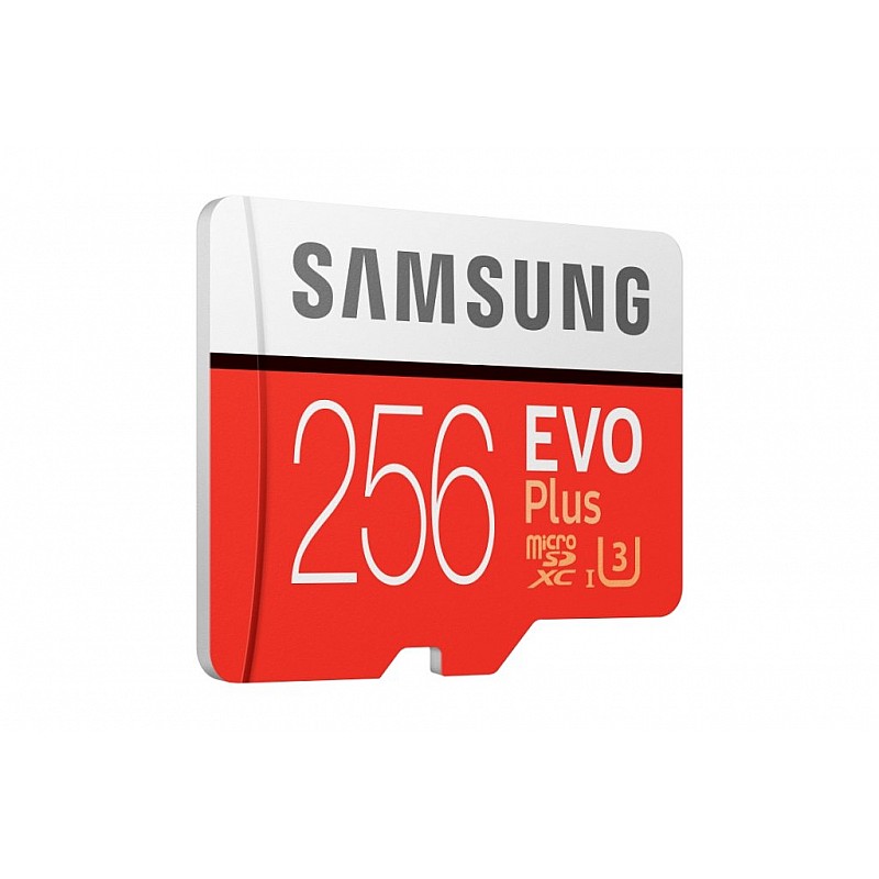 Samsung EVO Plus Grade 3, Class 10 256GB MicroSDXC 100 MB/S Memory Card with SD Adapter