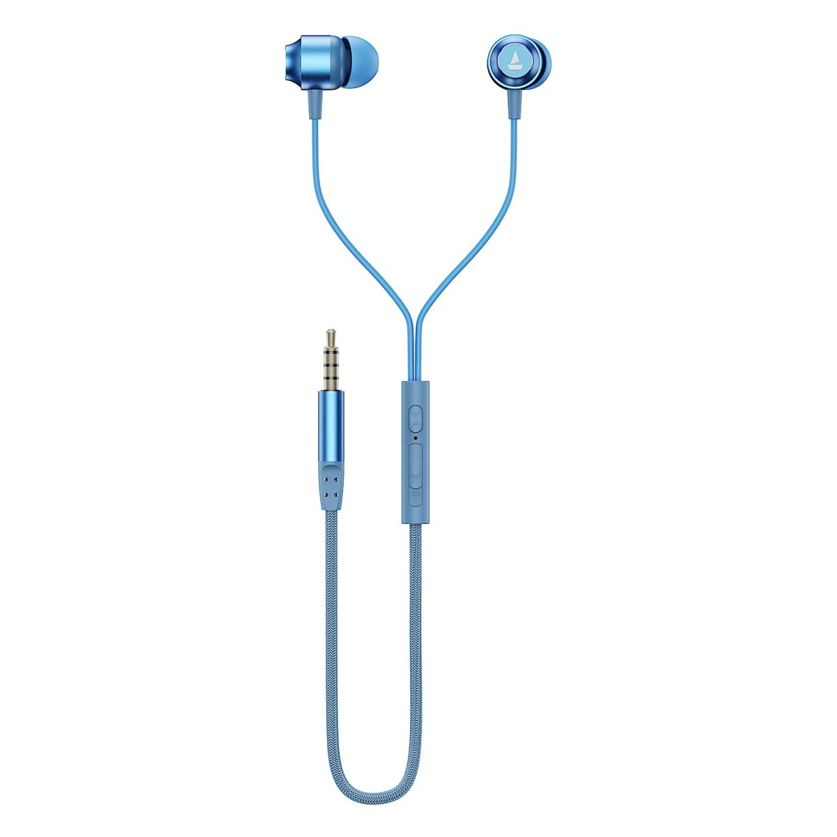 boAt Bassheads 162 V2 Wired Earphones with 10Mm Drivers, Metallic in Ear Earbuds, Integrated Controls, in-Line Microphone, Ergonomic Fit, Braided Cable & 3.5Mm Jack(Calm Blue)